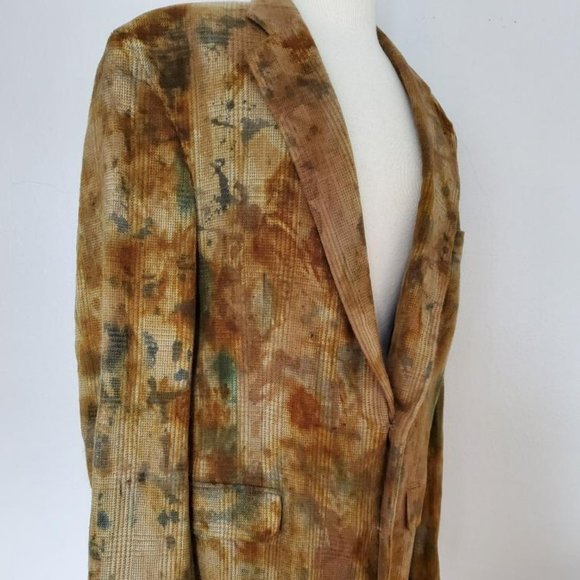 Ralph Lauren blazer suit 42 46 44 tie dye silk wool brown green tan painted camo - Picture 7 of 8